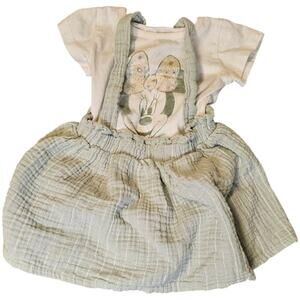 Disney Baby Girl Jumper Dress & Shirt 3–6M Mint Green Cream Minnie Mouse Floral